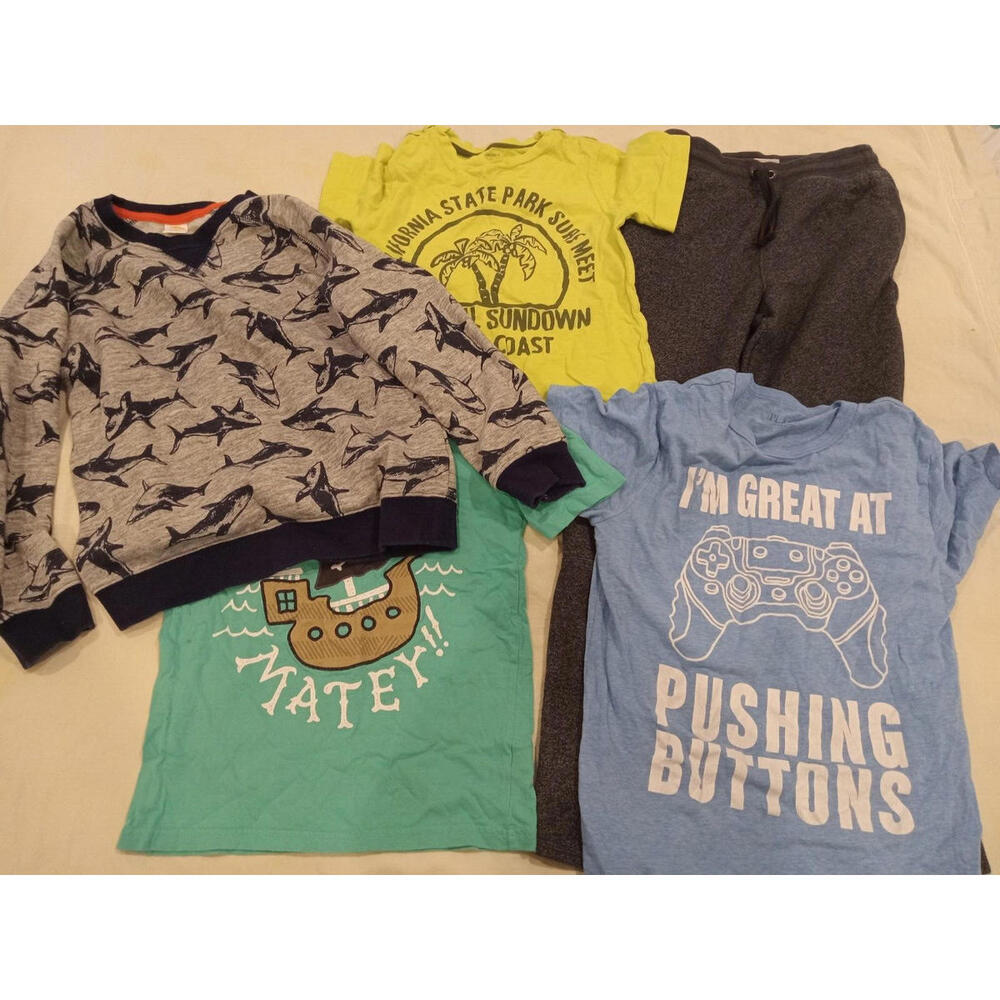 Lot of 5 Boy's Size 7-8 T-Shirt Sweatshirt Sweatpants Gymboree Jumping Beans Boy